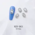 Silberne Legierung ovale Kristall Nagelkunst Charms fuer DIY Maniküre Strass 6x10mm - Oval-Quadratischer Strass Stil (B63) / 10er Pack