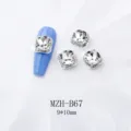 Detaillierter quadratischer Kristall Nagelkunst Anhänger, silberner Legierungs Strass 9x10mm - Unregelmäßige Quadratische Form (B67) / 10er Pack