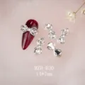 Silberne Schleife Nagelkunst Charms 14x7mm Legierung Strass DIY Maniküre Zubehör - Schleife Stil (MZH-B30)
