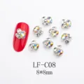 Nail art rhinestones detail, 8x8mm AB colorful glass crystal alloy charms for manicure decorations. - Square Aurora Rhinestone (LF-C08) / 10 Pieces/Pack