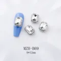 Kristall quadratische Nagel-Charms Legierung Strass DIY Maniküre Zubehör Detailansicht 9x12mm - Unregelmäßiger Rechteckiger Stil (B69) / 10er Pack