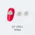 Detailed view of Japanese alloy shaped nail rhinestones with k9 magic color AB glass diamonds. - Irregular Rhinestone (LF-C11) / 10 Pieces/Pack