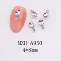 Pink teardrop crystal nail charms, 4x8mm glass rhinestone alloy manicure accessories. - Pink Water Drop (A950) / Single Piece (4x8mm)