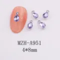 Crystal nail charms teardrop rhinestone alloy nail art decorations 4x8mm set for salon - Purple Water Drop (A951) / Single Piece (4x8mm)