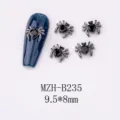Amuletos de arte de uñas de araña negra gótica con estrás de corazón, decoración de metal 9.5x8mm - Araña (B235) / Negro