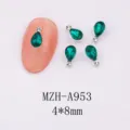 Green teardrop nail rhinestones crystal alloy charms for luxury 3d nail art decoration 4x8mm - Emerald Green Water Drop (A953) / Single Piece (4x8mm)