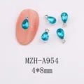 Nail art teardrop crystal charms double rhinestone alloy manicure accessories detail view - Blue Water Drop (A954) / Single Piece (4x8mm)