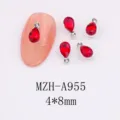 Red teardrop nail art rhinestones double crystal alloy charms for dazzling manicure design. - Red Water Drop (A955) / Single Piece (4x8mm)
