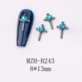 Kreuz Nail Art Schmuck mit blauen Herz Strasssteinen, Metal Nagel Deko 8x13mm Stücke - Kreuz (B243)