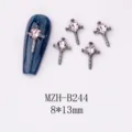 Dunkler Kreuz Nagelkunst Anhänger mit rosa Herz Strasssteinen, Gothic Maniküre Zubehör 8x13mm - Kreuz (B244)