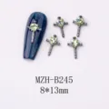 Dunkle Gothic Stil Nail Art Anhänger grüner Herz Kreuz Strass Dekoration 8x13mm - Kreuz (B245)