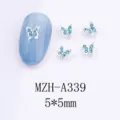 Detail view of Japanese style butterfly nail art rhinestone charms in lake blue color, 5x5mm. - A339 Style (MZH-A339) / 5x5mm / Lake Blue