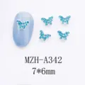 Japanese style blue rhinestone butterfly nail charms 7x6mm for stunning nail art design. - A342 Style (MZH-A342) / 7x6mm / Lake Blue
