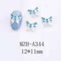 Strass per nail art con farfalla in stile giapponese pendenti in cristallo blu lago manicure. - 12x11mm
