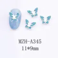 Charm unghie farfalla con strass blu scintillanti 11x9mm per decorazioni manicure 3D fai da te - 11x9mm