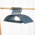 Traceless clothes hangers with wide shoulders and stackable hooks for home wardrobe storage. - 30 Pieces / Dark Blue (Approx. 28g)