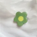 Green flower phone grip holder, cute expanding mobile stand, aesthetic daily desk accessory. - HyunA Style Small Flower [Green]