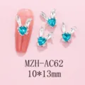 Blue crystal rhinestone rabbit ear nail charms diy 3d nail art accessories 10x13mm - AC62