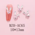 Pink crystal rabbit nail charms 10x13mm alloy rhinestone manicure accessories DIY art - AC65 Pink
