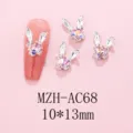 Long-eared rabbit rhinestone nail charms alloy pink crystal heart nail art accessories - AC68 Starry Pink