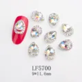Luxury teardrop nail art rhinestones AB crystal alloy diamond flatback charms for manicure - Silver Base White Teardrop Rhinestone (LF5700) / 5700