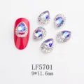 Drop shaped AB rhinestone nail art charms with alloy base 9x11.6mm luxury sparkling crystals - Silver Base AB Iridescent Teardrop Rhinestone (LF5701) / 5701