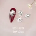 K9 Nagelkunst Anhänger Silber Legierung Strass Kristall 10x12mm DIY Maniküre Nail Zubehör - Luxus Großes Herz Stil (MZH-B38)