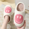 Cute fluffy plush slippers for women and men, warm winter indoor thick bottom cute smiley shoes. - Kids' Light Yellow