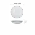 Japanese style ceramic dinner plate, minimalist white dish with black rim, 17.8cm size. - Black Line 7-Inch Round Plate