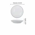 Nordic white ceramic dinner plate, 8-inch flat plate with simple black rim, kitchen tableware - Black Line 8-Inch Round Plate