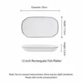 12-inch rectangular ceramic fish plate white dinner plate with black rim for home dining - Black Line 12-Inch Rectangular Fish Plate