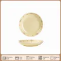 Cream ceramic 8-inch deep plate with cute floral and heart design for home dining use. - 8-inch Plate