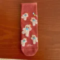 Womens Christmas gingerbread cotton mid-calf socks in terracotta red, cute festive style variant. - Gingerbread Man