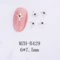 Silberne vierzackige Stern-Nagelsticker mit schwarzen Kristallen, 6x7,5mm Legierung Zubehör. - Sternenstrahl Legierung Charm (B429)