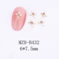Charms d'ongles etoile dore alliage strass scintillant 3D geometrique decoration manucure 6x7.5mm - Breloque Étoile Alliage (B432)