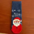 Women Christmas Santa Claus Cotton Mid-Tube Socks Cute Winter Warm Festive Novelty Hosiery - Navy Snowflake Santa