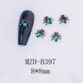 Retro Spinnen Nagel-Charms Legierung Strass dunkler Stil Halloween Maniküre Nagelkunst Dekoration - Rot Grüne Strass Spinne Stil (B397)