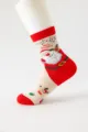Chaussettes mi-hautes de Noël pour femmes, joli motif de Père Noël, rouge et blanc colorblock. - Chaussettes Nues (Sans Étiquette) / Style 4