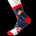 Cute Christmas cotton socks for women, winter thermal mid-tube socks with reindeer and snowman. - One Size / A-2