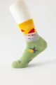 Chaussettes mi-tubes de Noël Père Noël dessin animé bloc couleur jaune vert femme décontractées - Chaussettes Nues (Sans Étiquette) / Style 3