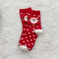 Kerstsokken vrouwen katoen rood middelhoge buis Kerstman patroon winter gezellig - Kerstman