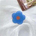 Blue flower phone grip resin pop socket, cute floral retractable mobile stand for smart phones. - Blue Floral