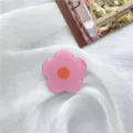 Cute pink flower phone grip with orange center, telescopic mobile stand, aesthetic cute phone holder. - Pink Floral
