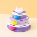 Multi-layer cat toy track detail with colorful rolling balls and cute cat ear top design. - Small Upgraded Version / Purple