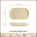 Cream style ceramic rectangular fish plate 12 inch cute floral dinner dish tableware - 12-inch Fish Plate