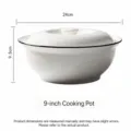White ceramic soup bowl with lid, 24cm diameter, Japanese style home tableware for daily use. - Black Line 9-inch Casserole