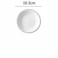 Japanese style white ceramic sauce dish, minimalist small round seasoning bowl 10.3cm. - Black Line 4-inch Sauce Dish