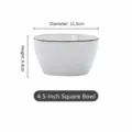 White ceramic square bowl 4.5 inch Japanese style tableware for kitchen dining home use - Black Line 4.5-inch Square Bowl