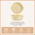 Cream ceramic double-eared bowl 7-inch cute tableware microwave safe daily rice soup bowl - 7-Inch Soup Bowl with Handles