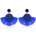 Boucles d'oreilles gland éventail bleu femme vintage européenne strass alliage pendantes - Bleu Saphir